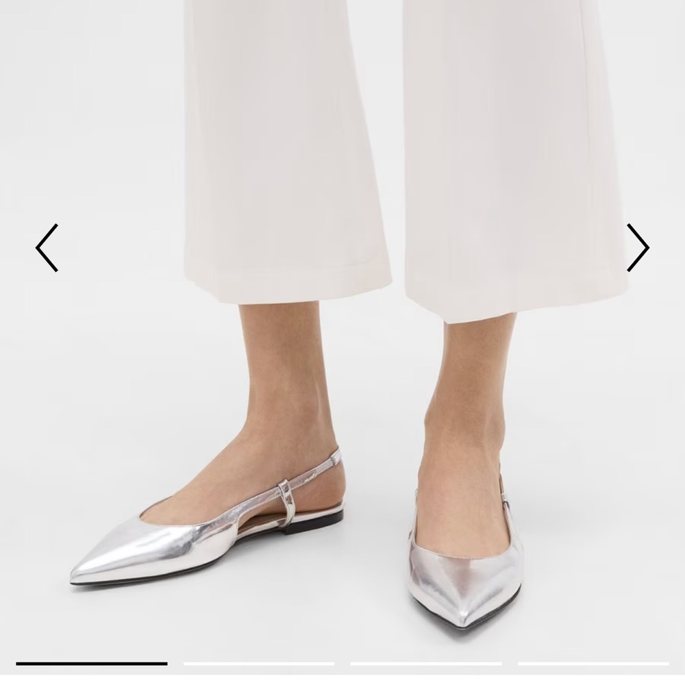 Slingback Flat in Metallic Leather